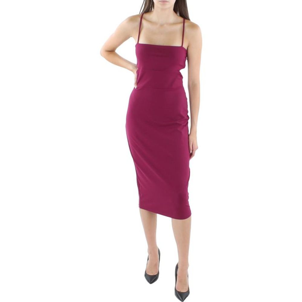 Susana Monaco Womens Red Cut-Out Below Knee Sheath Midi Dress NWOT